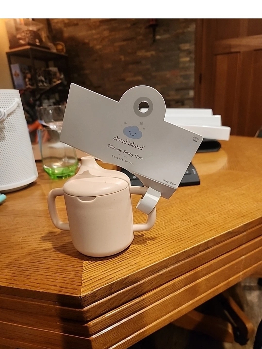 Cloud Island Beige Silicone Sippy Cup with Handles